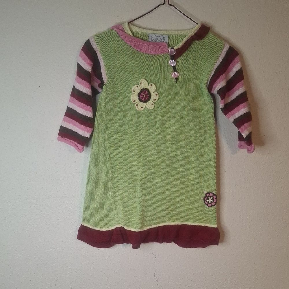 Zackali 4 Kids Green and Pink Striped Kids knit top size 5/6